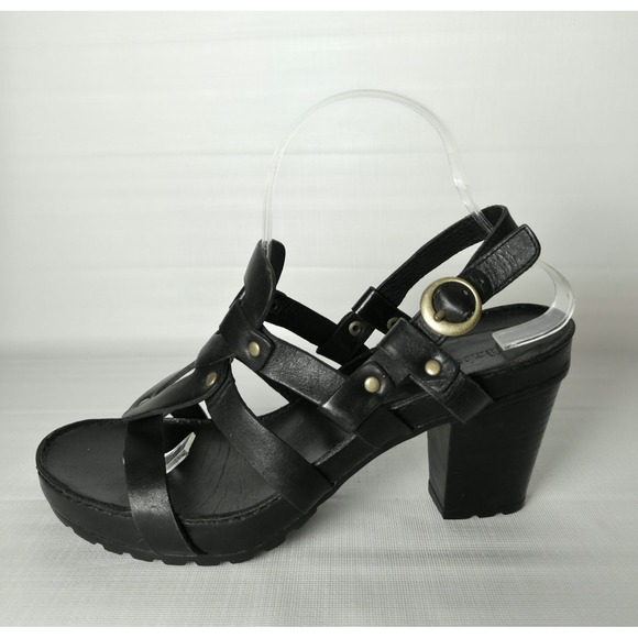 Timberland Studded Leather Sandals 8M Black Women's Slingback Block Heel - Picture 2 of 12